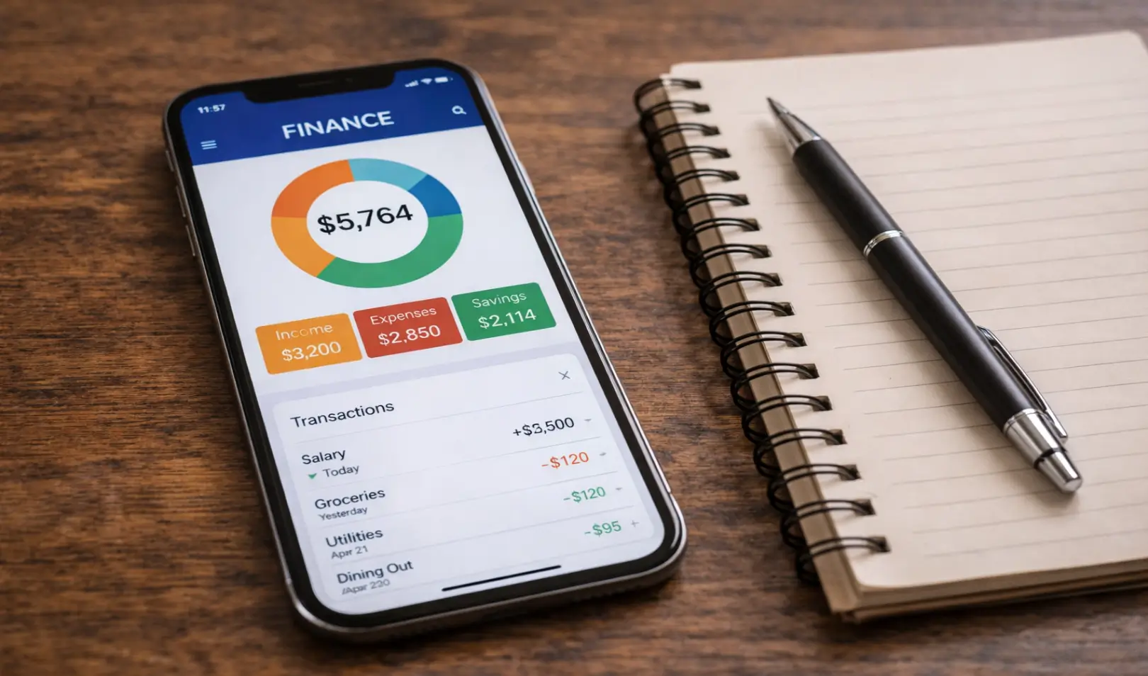 Financial management app on a smartphone used for budget planning.